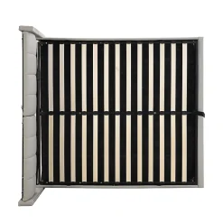 Gutent Lit coffre 140 x 190 cm,Lit rembourré,lit hydraulique,avec éclairage LED, avec espace de rangement,PU, gris Discount
