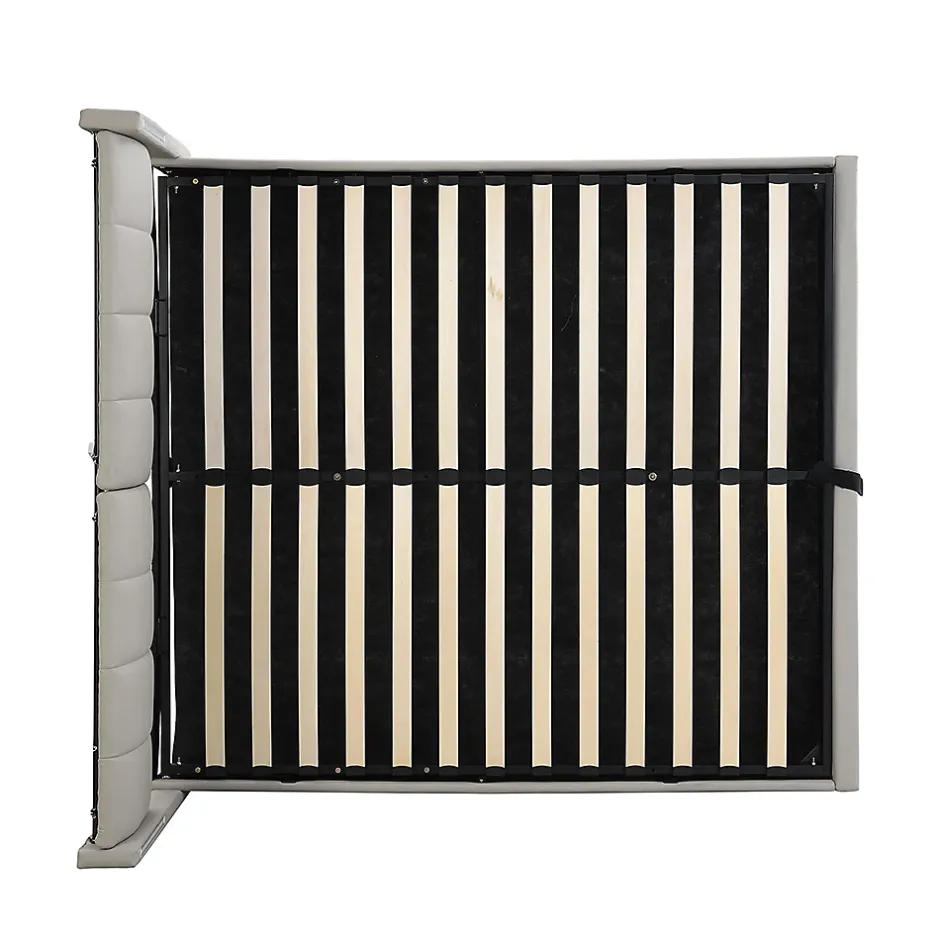 Gutent Lit coffre 140 x 190 cm,Lit rembourré,lit hydraulique,avec éclairage LED, avec espace de rangement,PU, gris Discount
