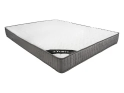 Vente-unique Lit coffre avec chevets 160 x 200 cm - Avec LEDs - Coloris : Naturel et blanc + Matelas - ELYNIA