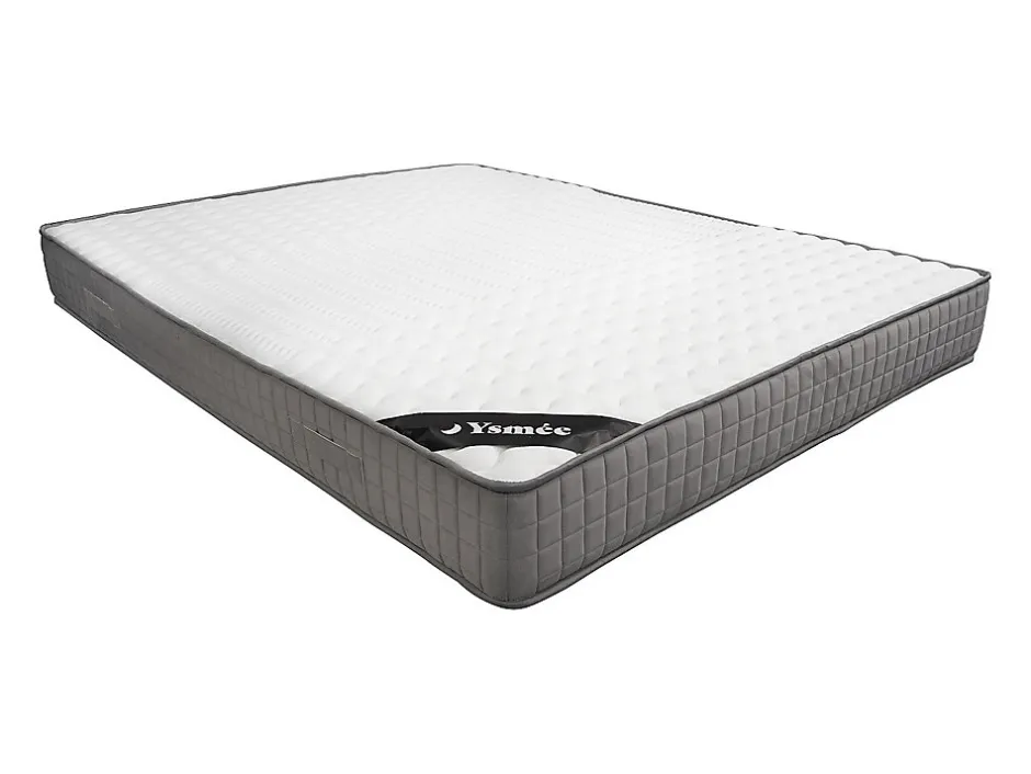 Vente-unique Lit coffre avec chevets 160 x 200 cm - Avec LEDs - Coloris : Naturel et blanc + Matelas - ELYNIA