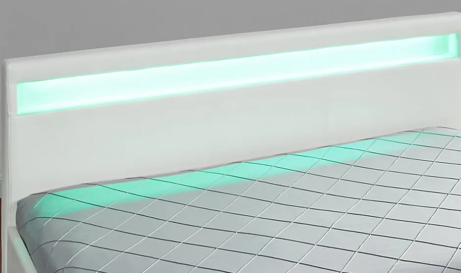 Concept Usine Lit coffre avec LED 160 x 200 cm blanc - ENFIELD