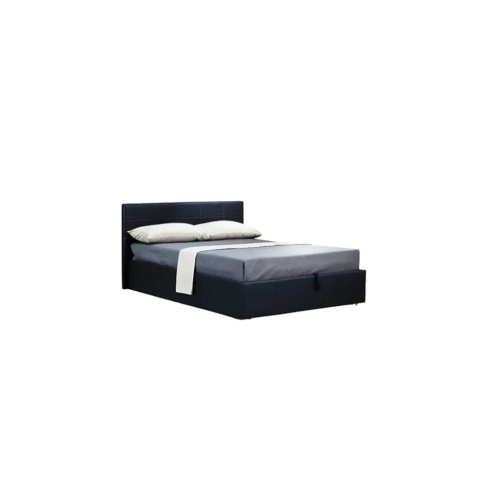 Meublorama Lit coffre avec sommier CANEL 160x200 en simili cuir, coloris noir Sale
