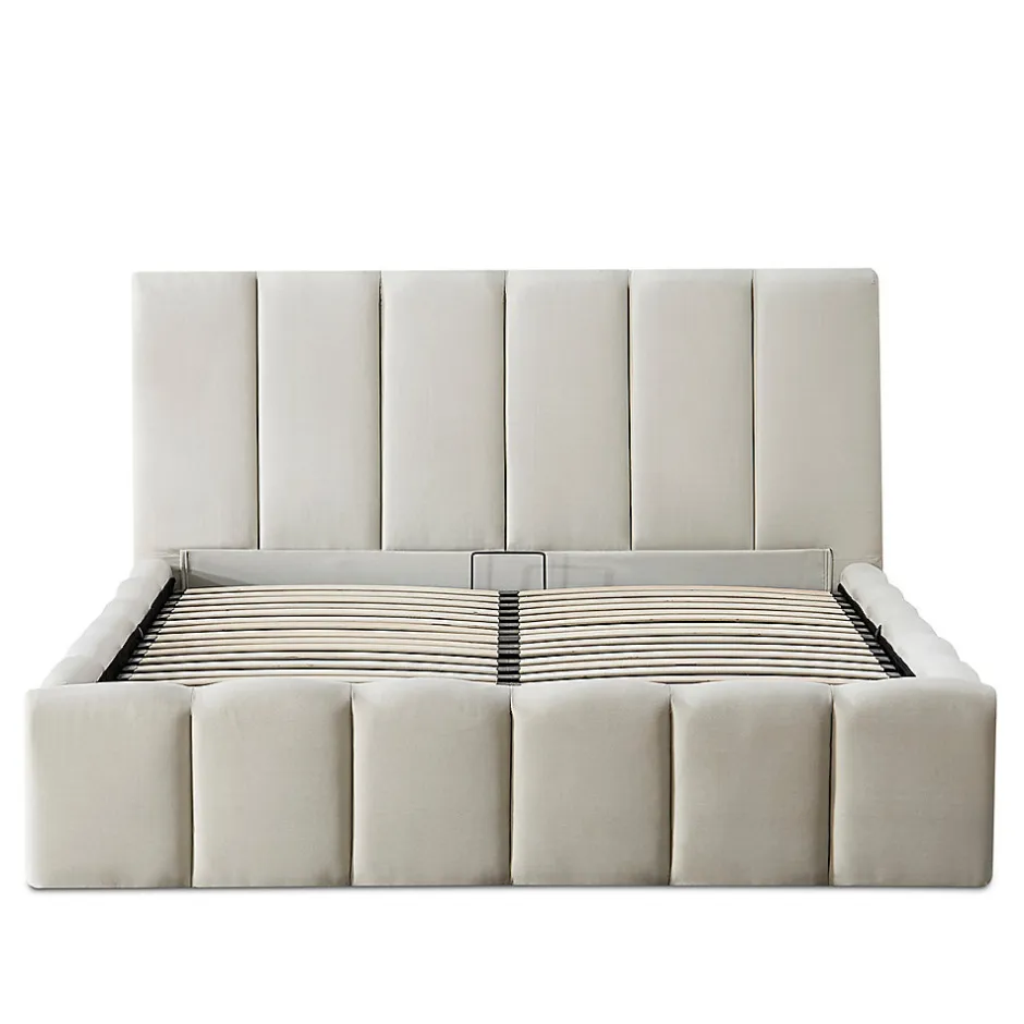 Bellecour Lit coffre beige Madeleine 180x200 cm