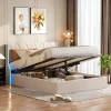 ProximaX Lit Coffre beige 140x190 cm, Lit Double avec Rangement, Lits pour Adulte Coffre,avec LED Tete de lit Tissu Velours Online