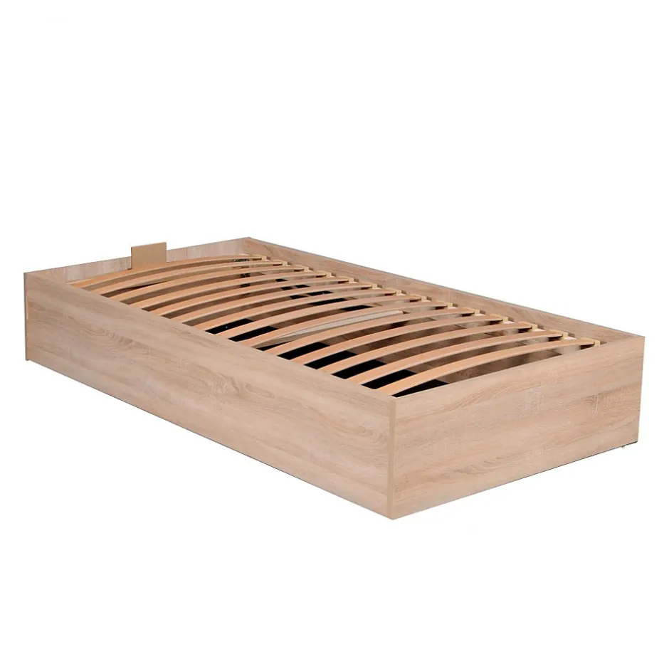 Weber Industries Lit coffre BILBAO 90x200 cm + sommier / Décor chêne blanchi