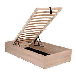 Weber Industries Lit coffre BILBAO 90x200 cm + sommier / Décor chêne blanchi