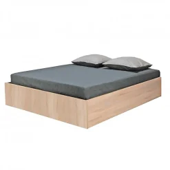 Weber Industries Lit coffre BILBAO 140x200 cm + sommier / Décor chêne blanchi
