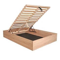 Weber Industries Lit coffre BILBAO 160x200 cm + sommier / Décor chêne blanchi