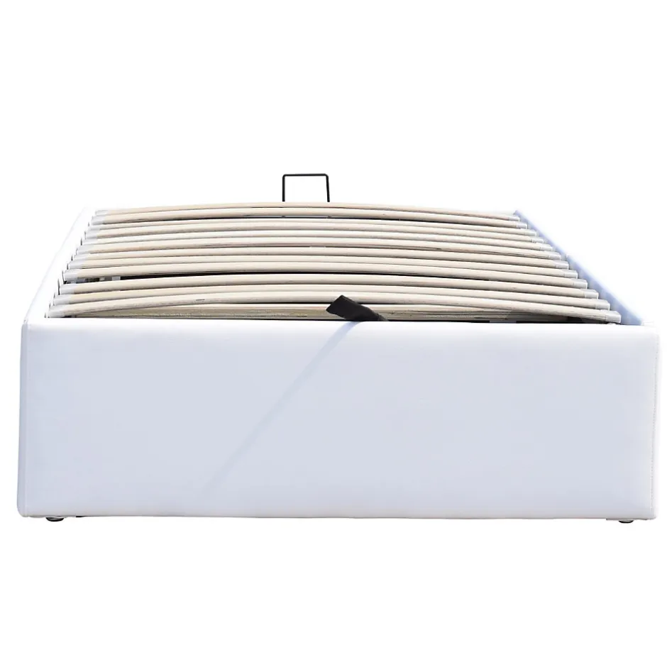 Nuits D'Or Lit coffre blanc - 100x200 cm - 12 lattes - montage rapide - revetement facile d'entretien - - style moderne