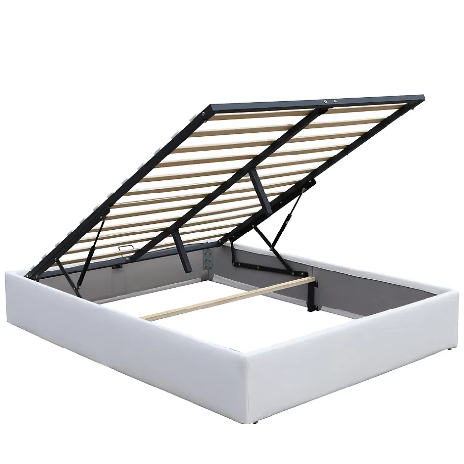 King Of Dreams Lit coffre blanc Loris - 140x190 cm - avec pieds - matelas 2x12 lattes - facile entretien - confort optimal - style moderne - Online