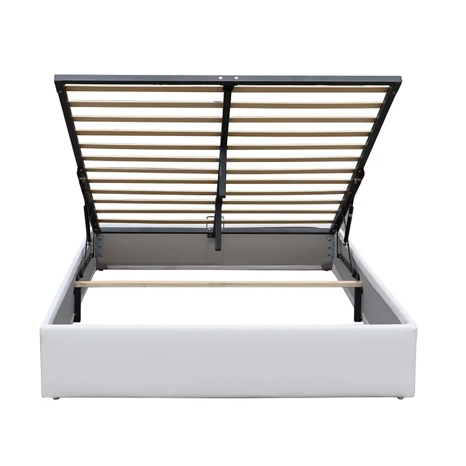 King Of Dreams Lit coffre blanc Loris - 140x190 cm - avec pieds - matelas 2x12 lattes - facile entretien - confort optimal - style moderne - Online
