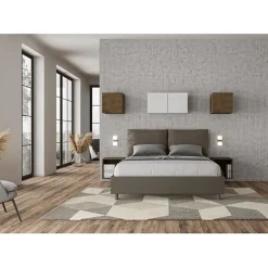 Ityhome Lit coffre capitonné Antea 160x210 simili cuir cappuccino New