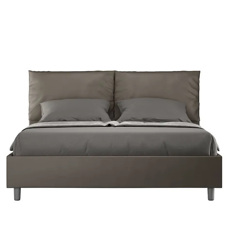 Ityhome Lit coffre capitonné Antea 160x210 simili cuir cappuccino New