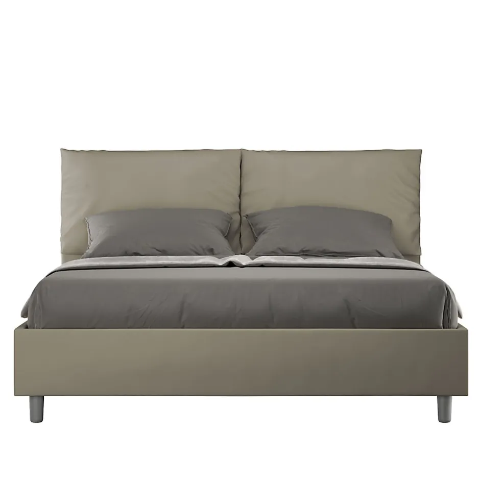 Ityhome Lit coffre capitonné Antea 160x200 simili cuir cappuccino