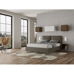 Ityhome Lit coffre capitonné Antea 160x200 simili cuir cappuccino