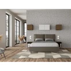 Ityhome Lit coffre capitonné Antea 160x200 simili cuir cappuccino