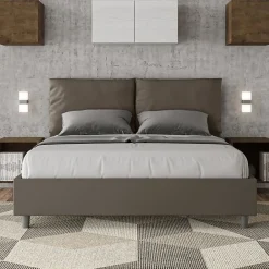 Ityhome Lit coffre capitonné Antea 160x200 simili cuir cappuccino