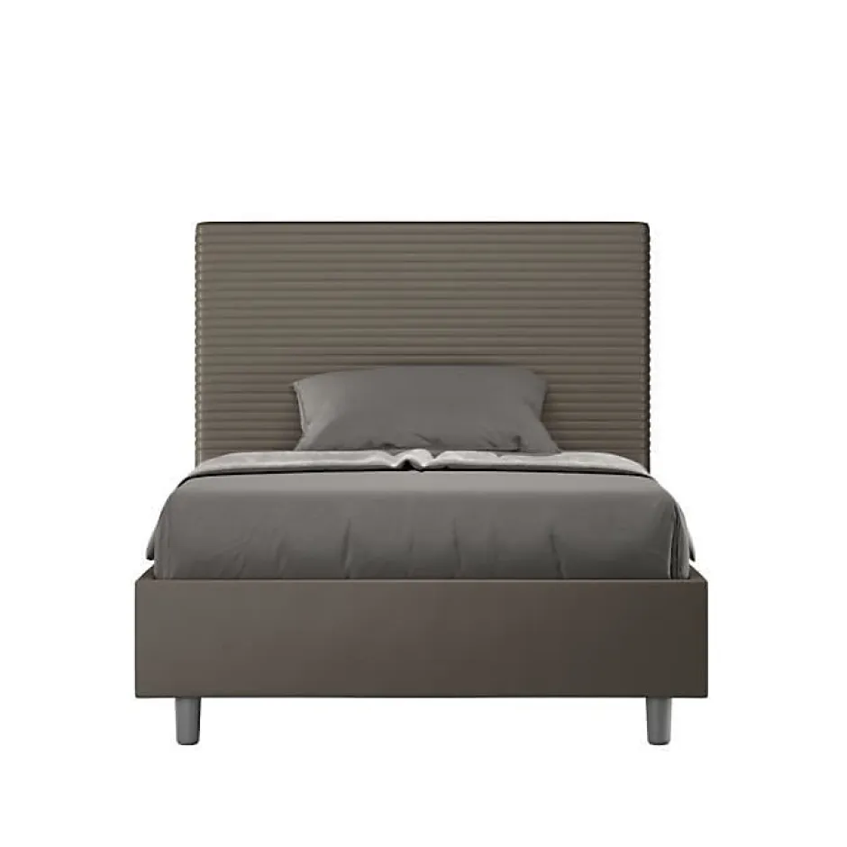 Ityhome Lit coffre capitonné Focus simili cuir cappuccino 140x190