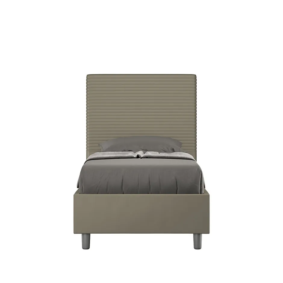 Ityhome Lit coffre capitonné Focus simili cuir cappuccino 80x190