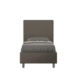 Ityhome Lit coffre capitonné Focus simili cuir cappuccino 80x190