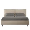 Ityhome Lit coffre capitonné simili cuir gris tourterelle Antea 160x200 Discount