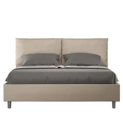 Ityhome Lit coffre capitonné simili cuir gris tourterelle Antea 160x200 Discount