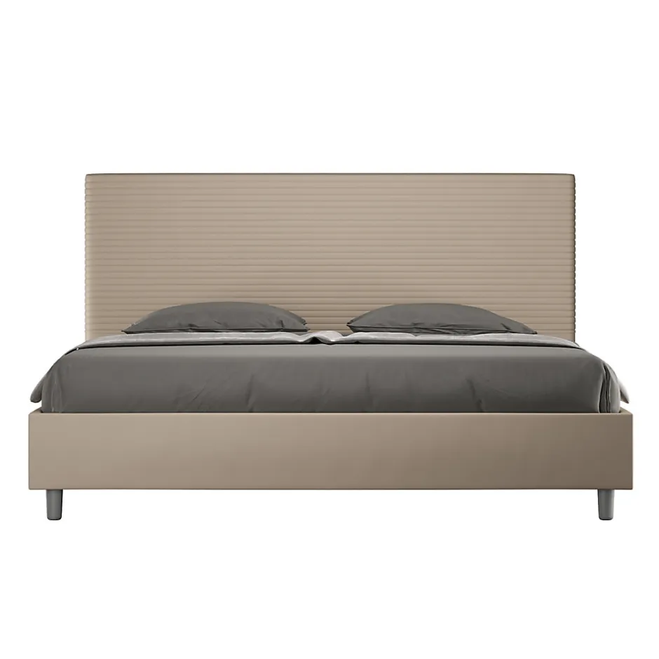 Ityhome Lit coffre capitonné simili cuir gris tourterelle Focus 200x200