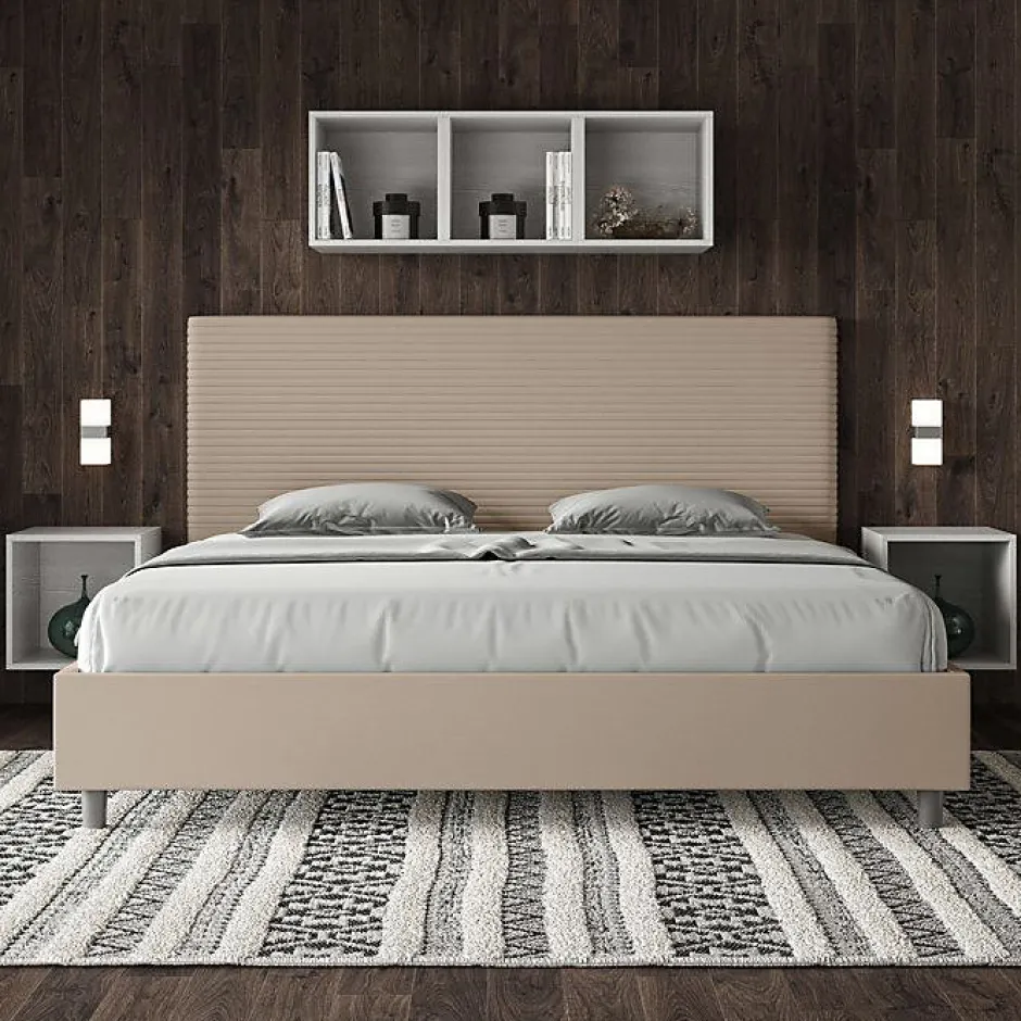 Ityhome Lit coffre capitonné simili cuir gris tourterelle Focus 200x200