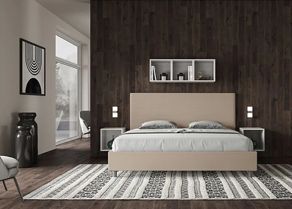 Ityhome Lit coffre capitonné simili cuir gris tourterelle Focus 200x200