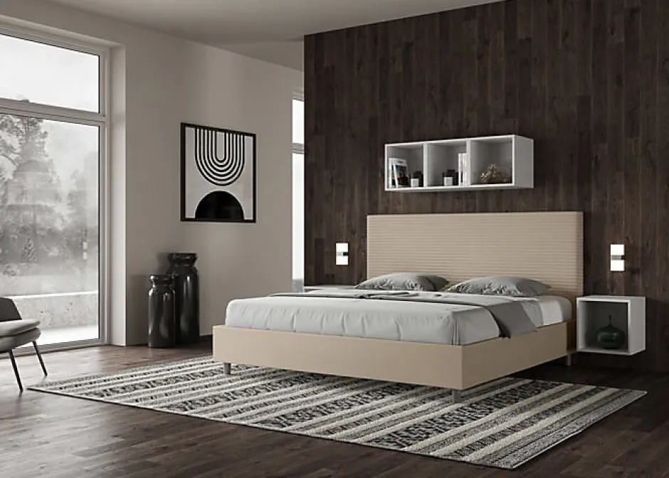 Ityhome Lit coffre capitonné simili cuir gris tourterelle Focus 200x200