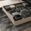 Ityhome Lit coffre capitonné simili cuir gris tourterelle Antea 180x200