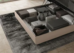 Ityhome Lit coffre capitonné simili cuir gris tourterelle Antea 180x200