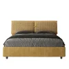 Ityhome Lit coffre capitonné 160x200 Aragona 3 tissu Mados jaune