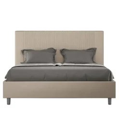 Ityhome Lit coffre capitonné 160x210 Goya simili cuir gris tourterelle Best