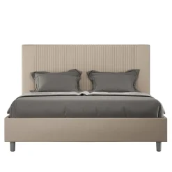 Ityhome Lit coffre capitonné 160x210 Goya simili cuir gris tourterelle Best