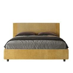 Ityhome Lit coffre capitonné 160x200 Labirinto 06 tissu Rosal jaune Clearance