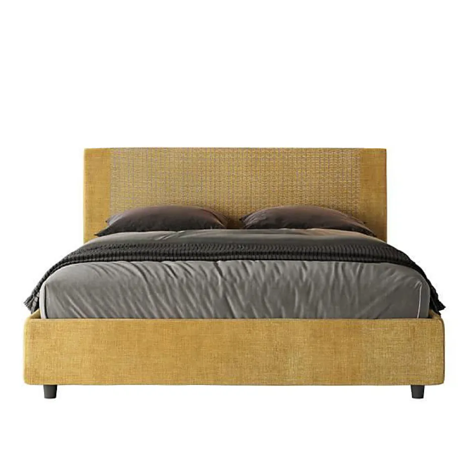 Ityhome Lit coffre capitonné 160x200 Labirinto 06 tissu Rosal jaune Clearance