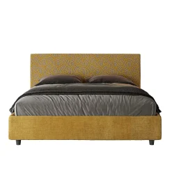 Ityhome Lit coffre capitonné 160x200 tissu Era 06 jaune Arla Sale