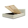 Meublorama Lit coffre CERVIN Taupe sablé bouclé 180x200 cm Sommier relevable Design haut de gamme Discount