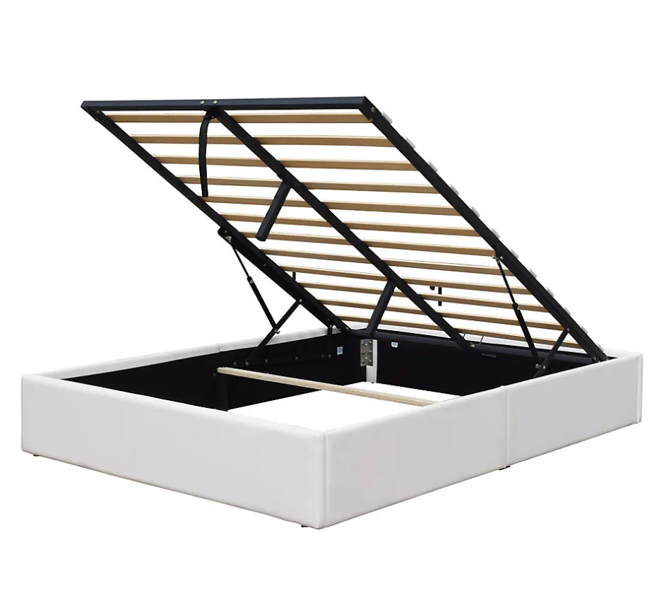 King Of Dreams Lit coffre dehoussable blanc - 120x200 cm - montage rapide - 12 lattes - - espace de rangement - tendance et pratique
