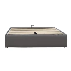 King Of Dreams Lit coffre dehoussable 140x190 cm gris avec pieds - 12 lattes - montage rapide et facile - design moderne -