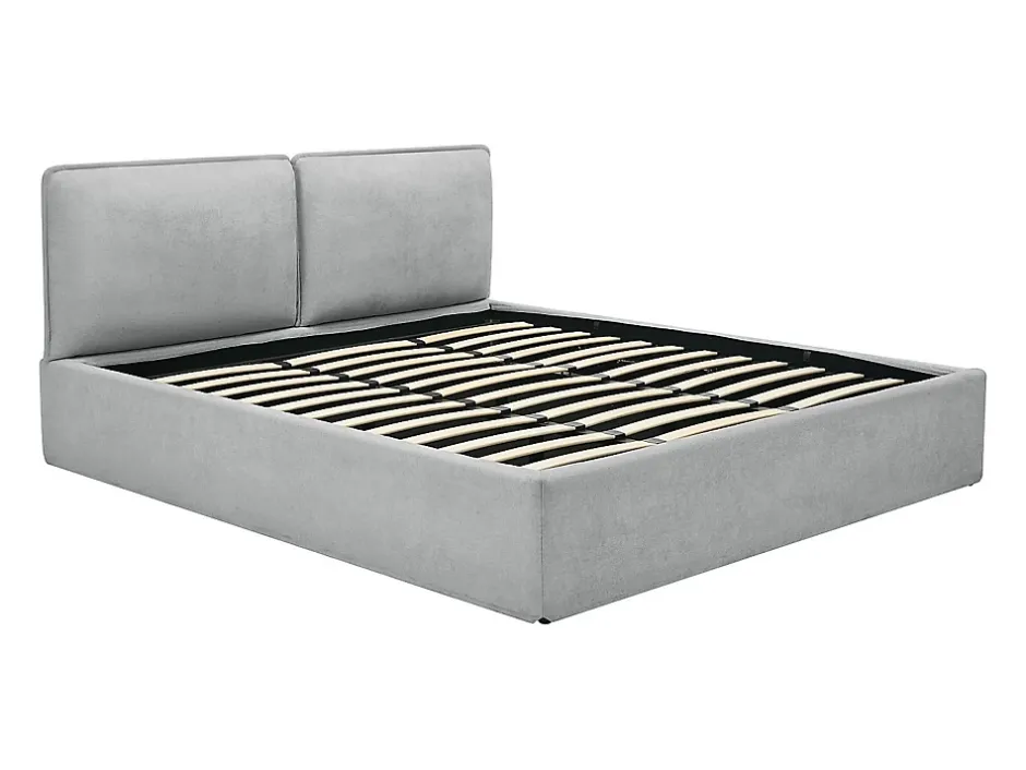 Vente-unique Lit coffre déhoussable 180 x 200 cm - Tissu - Gris clair + Matelas - TENESE Sale