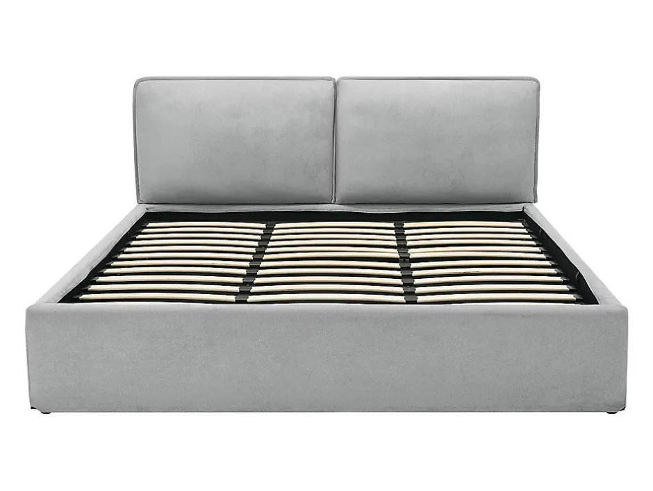 Vente-unique Lit coffre déhoussable 180 x 200 cm - Tissu - Gris clair + Matelas - TENESE Sale