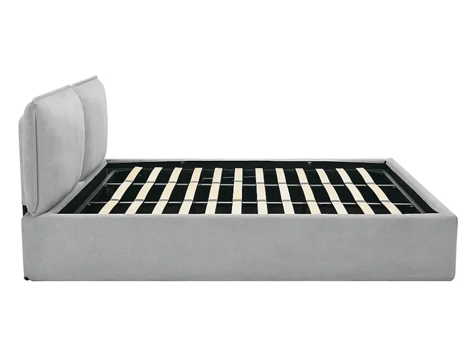 Vente-unique Lit coffre déhoussable 180 x 200 cm - Tissu - Gris clair + Matelas - TENESE Sale