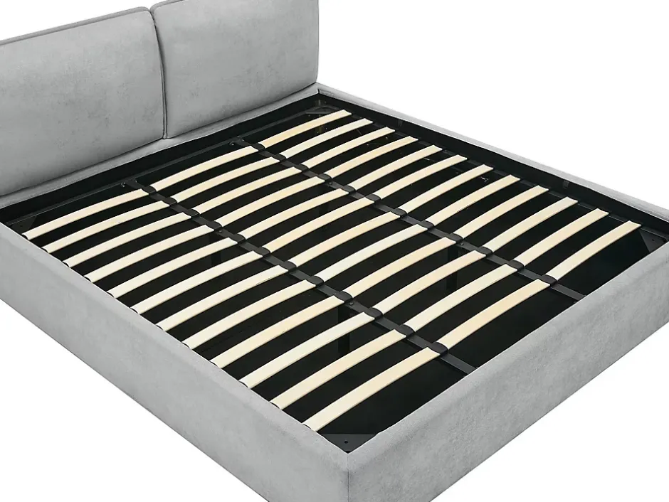 Vente-unique Lit coffre déhoussable 180 x 200 cm - Tissu - Gris clair + Matelas - TENESE Sale
