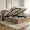 IDMarket Lit coffre double ALBA avec tête de lit et sommier 140 x 190 cm velours taupe