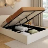 IDMarket Lit coffre double BRADFORD avec tête de lit et sommier 140 x 190 cm tissu bouclette
