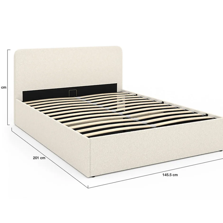IDMarket Lit coffre double BRADFORD avec tête de lit et sommier 140 x 190 cm tissu bouclette