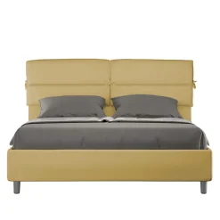Ityhome Lit coffre double capitonné 160x200 en microfibre ocre Nandy Clearance