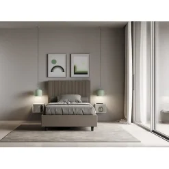 Ityhome Lit coffre double capitonné 160x200 en microfibre ocre Nandy Clearance
